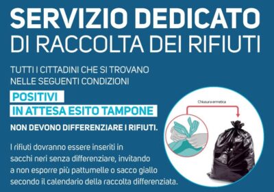 Modugno, servizio dedicato di raccolta rifiuti per emergenza Covid