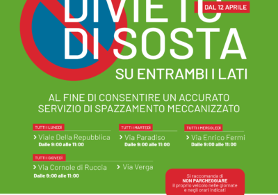 Modugno, dal 12 aprile al via lo spazzamento meccanizzato