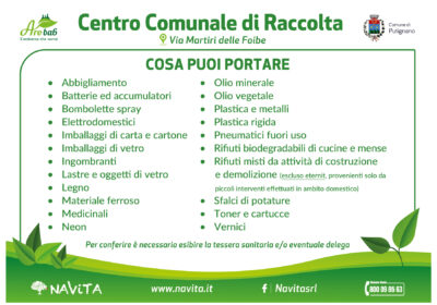 Putignano, riaperto il Centro Comunale di Raccolta di via Martiri delle Foibe