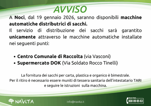 Macchine automatiche distributrici di sacchi – Noci