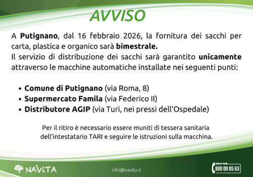 Distribuzione sacchi bimestrale – Putignano