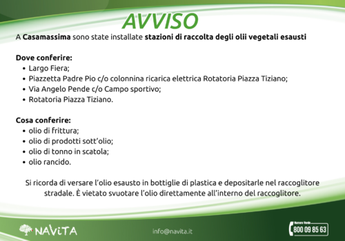 Stazioni olii vegetali esausti – Casamassima
