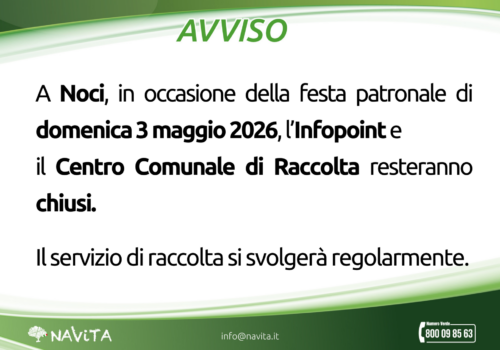 Chiusure 3 maggio – Noci