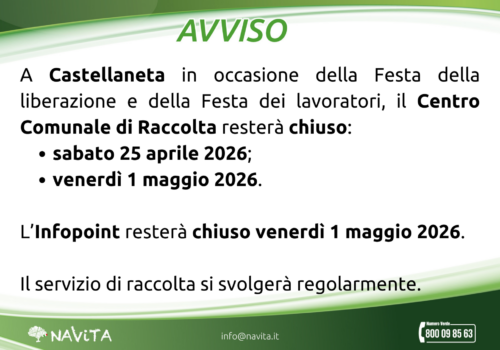 Chiusure 25 aprile e 1 maggio – Castellaneta