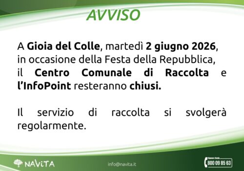 Chiusure 2 Giugno – Gioia del Colle