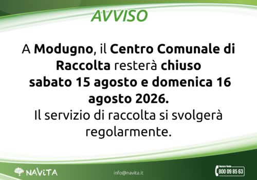 Chiusura CCR Ferragosto – Modugno