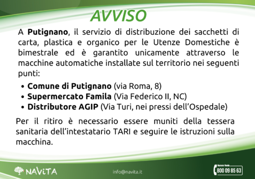 Macchine distributrici sacchetti – Putignano